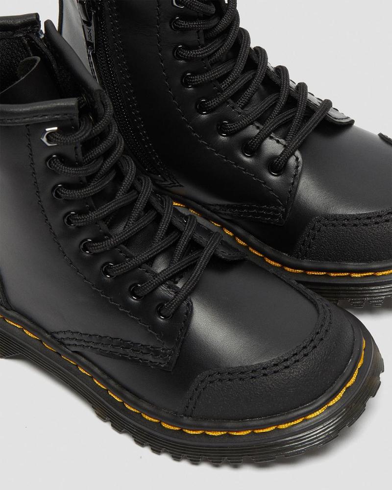 Dr Martens Toddler 1460 Overlay Læder Fritidsstøvler Børn Sort | DK 664NWY